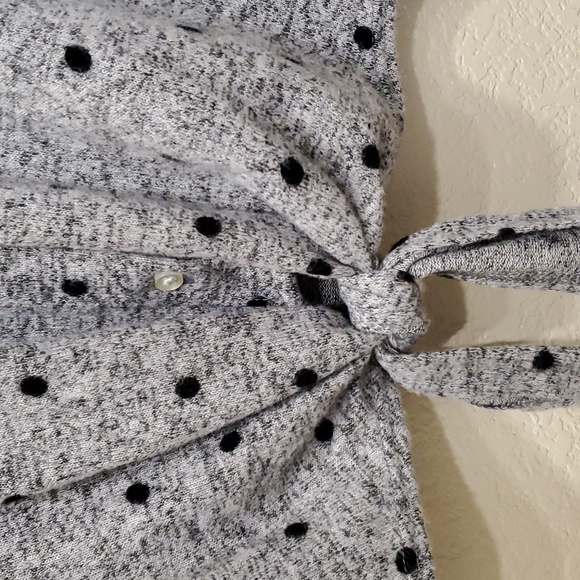 Lucky Brand Grey Polka Dot Tie Front Soft Cardigan XL - Picture 4 of 8